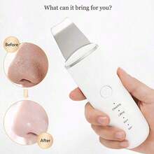 200mAh Ultrasonic Facial Cleansing Brush - USB Rechargeable, Vibrating Blackhead Remover, Scraping Exfoliating Beauty Tool, Economical Skincare Device, Includes 2 Silicone Heads, 4 Modes, Perfect Blackhead Removal Tool - 彩色 - 查看 2