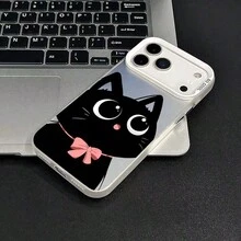 苹果phonecase粉领结黑猫799JPCYKIPhone17Pro圣诞礼物iPhone14Plus新年礼物13Pro男女朋友11Pro生日礼物 - 半透明の黒 - チェックする 5
