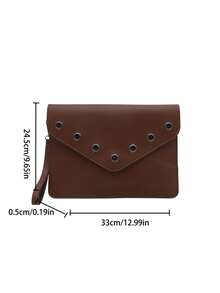 Solid Color Clutch Bag, Minimalist Zipper Envelope Bag Valentine'S Day - Coffee - View 3