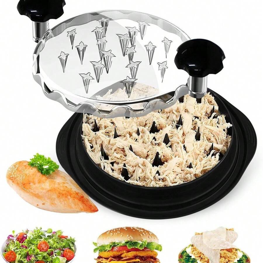 Large Chicken Breast Shredding Tool, Visible Lid, Meat Cutter, Non-Slip Strip, Ergonomic Handle, Perfect Utensils For Pork, Beef, Chicken, Kitchen Gadgets - 黑色 - 查看 1