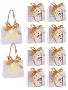 10个/1个/情人节礼盒，带丝带蝴蝶结。适合盛放各种小物件，是节日、生日、情人节、感恩节、单身派对或送给爱人或朋友的完美礼物。 - 白色+金色絲帶[手提] - 查看 1