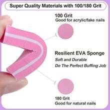 Nail File And Buffer Set (16 Pack), Nail File Kit Professional Nail Files &Amp; Buffers Manicure Supplies Filer Buffer For Natural Nails, 100_180 Grit 7 Way Nail Filing Polishing Buffer For Nail Care - 白色 - 查看 4