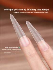 BAOSHIMAN 240/510片超长透明尖头美甲贴片，超长直型亚克力假指甲，全覆盖无C型弧度美甲延长贴片，适用于美甲沙龙美甲 - 彩色 - 查看 2