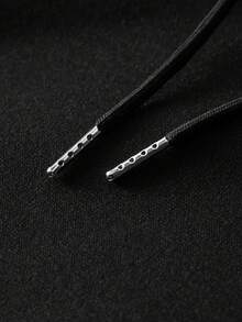 GRDR 1件男士纯色无袖连帽衫休闲运动时尚背心夏季 - 黑色 - 查看 6