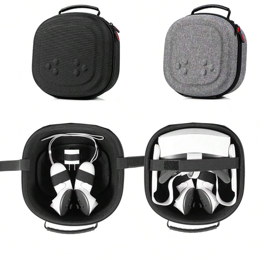 Meta Quest 3S VR Headset Carrying Case, Handle, Headstrap, Shoulder Bag, Storage Box, Portable Protective Hard Shell Case Accessories - Grey - View 1