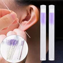 60pcs Unscented Ear Piercing Cleaning Line, Plastic Ear Care Tool, Men And Women Ear Piercing Cleaning Line, Anti-Clogging Ear Piercing Cleaning Line - Purple - View 3