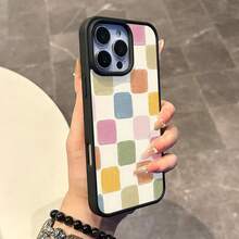 Chic Magnetic Case For IPhone11/12/13/14/15/16/Promax Colorful Square Pattern MagSafe Ready, Anti-Slip, Ultra Thin |   Aesthetic Touch For Daily Use KAWE - 黑色 - 查看 11