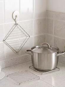 1pc Stainless Steel Square Heat-Resistant Kitchen Table Mat, Coaster, Kitchen Ware Pallet Thickened Pot Mat Insulation Stand, Insulating Mat, Household Multifunctional Steaming Rack, Anti-Scald Bowl And Dish Rack, Multipurpose Kitchen Countertop Heat Resistant Trays, Kitchen Gadge, Suitable For Hot Pots, Pans, Kitchen Accessories, Dining Room Supplies - Multicolor - View 7