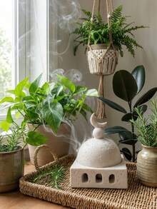 1个清真寺圆顶形树脂香炉，简约新月形装饰香炉，拱形镂空底座，适合家居装饰 - 彩色 - 查看 9