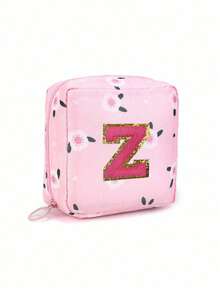 Tasche mit Buchstabenmuster zur Aufbewahrung von Damenbinden, Tampons-Aufbewahrungstasche, Damenbinden Reise-Aufbewahrungstasche, tragbare Kosmetiktasche für Lippenstifte, große wasserdichte Menstruationstaschen, tragbare Reise-Aufbewahrungstasche, Stifteetui, Münzbeutel, Geldbeutel für Frauen, zum Aufbewahren von Damenbinden und -einlagen, Kosmetikaufbewahrung, unverzichtbar für Frauen unterwegs