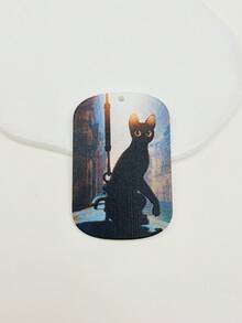 1pc Cute Cartoon Cat Tag, Double-Sided 3D Painted Acrylic Black Cat Pendant, Small Cat Pendant, DIY Jewelry Making And Decoration Accessory, Can Be Used As Keychain, Bag Charm, Birthday Gift - Multicolor - View 5
