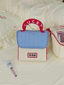 Süße hausförmige Kosmetiktasche für Frauen, handgehalten gesteppt mit Glücksbuchstaben - Verschiedenfarbig - Übersicht 15