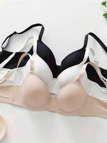 3 chiếc áo ngực màu đen đơn giản, có gọng, nâng đỡ và tạo dáng cho nữ - Đệm mỏng, chống chảy xệ, đồ lót người lớn - Nhiều màu - Xem 4