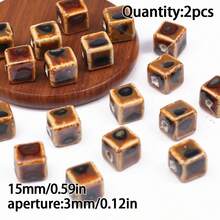 1/2/3/5pcs Ceramic Printed Beads With Center Hole, Multiple Designs Available, DIY Jewelry Making Beads For Necklace, Bracelet, Earrings, Printed Ceramic Round Flower Beads Craft Spacer Beads