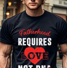 Responsabilidad del Padre Necesita Amor, No ADN, Camiseta de Padre Adoptivo, Camiseta de Papá Cuello Redondo Casual, Secado Rápido, Ropa Casual de Fin de Semana, Camiseta, Ajuste Cómodo Camiseta de Cuello Redondo, Fresca, Ropa Casual, Transpirable, Ropa de Verano al Aire Libre - Negro - Ver 1