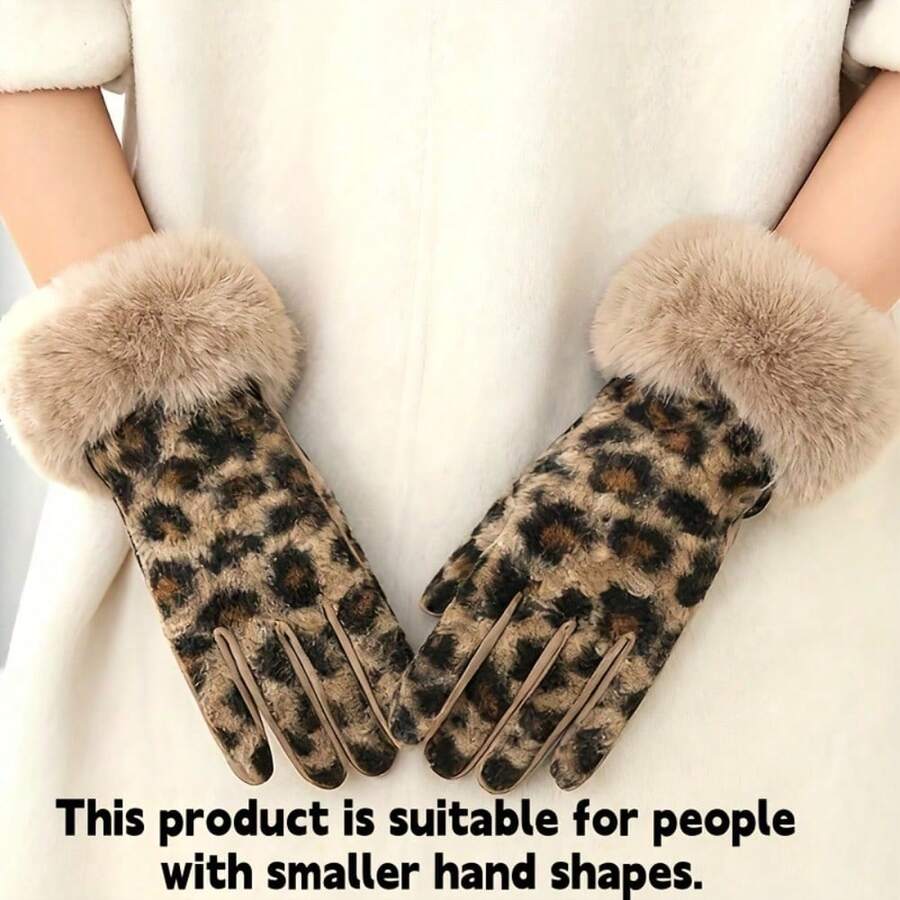 Women's Retro Leopard Print - Non-Elastic Warm Winter Gear, Leopard Print Design, Casual Outdoor Winter Wear, European Special Series Fashion Style - Họa tiết da báo nâu - Xem 1