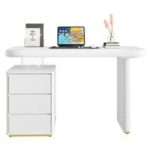 Modern Desk 117*50*74 Cm – Entirely Painted In White, Cloud Shape, 3 Drawers, Thick Sheet Metal And Legs, Round Curves. - White - View 3