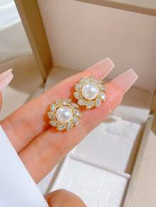 3pcs Pearl Sunflower Jewelry Set - Necklace, Ring, Earrings, Luxury Minimalist Shiny Zinc Alloy Accessories Set - Necklace - View 5