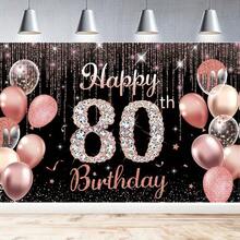 1pc Happy Birthday Banner Background, Happy 21st 40th 50th 60th 80th Birthday Sweet 16 Party Decorations, Glitter Balloons, Photography Backdrop For 16 21 40 50 60 80 Years Old Birthday Party - Multicolor - View 7