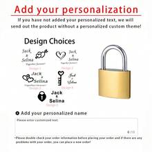 1pc Personalized Engraved Brass Love Lock, A Romantic Token Tailored For Couples, Also Suitable As A Gift For Weddings, Engagements, Anniversaries, Honeymoons, Valentine's Day. Made Of Premium Brass With Durable Quality, Supports Custom Engraving Of Names, Dates, And Unique Loving Messages. - Multicolor - View 11