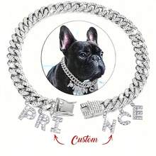 1pc Bling Rhinestone Studded Hiphop Dog Necklace With Letter Pendant, Durable Pet Collar, Suitable For Small/Medium/Large Cats & Dogs, Daily Or Holiday Gift - Multicolor - View 11