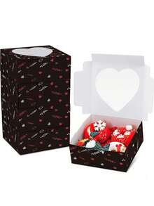 5pcs/10pcs Heart-Shaped Baking Boxes With Window, Suitable For Cakes, Cookies, Sweets, Chocolates, Strawberries, Pies, Doughnuts, Muffins, Cupcakes, Valentine's Day - Paper - View 10