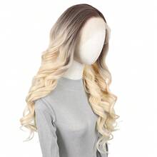 13x4 Lace Front Wig, Pre-Plucked Natural Hairline, Available In Deep Blue, Ombre Gold, Ombre Brown, Suitable For Fashionable Women's Daily Wear, 180% Density, Heatproof, No Glue - Multicolor - View 8