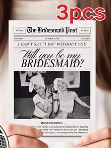 1/3/5 定制照片报纸 - 伴娘/花童个性化求婚海报，可定制黑白照片报纸，是婚礼邀请函和情人节花束包装的理想之选，优雅的婚礼派对纸质装饰，浪漫的情人节礼物（送给情侣/闺蜜），经典报纸风格订婚装饰 - 彩色 - 查看 15