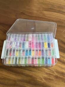 1/60网格透明塑料收纳盒，重型可堆叠容器，多功能钻石画和珠宝收纳盒 - 透明塑料收纳盒，带可拆卸隔层，适用于存放珠子、工艺用品、美甲用品、缝纫配件和套装 - 小物件收纳系统，塑料材质 - 彩色 - 查看 7