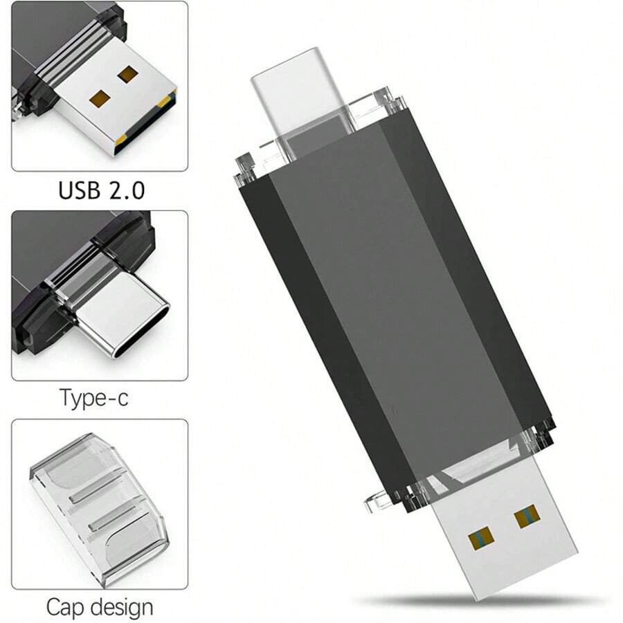 Unidad flash USB de alta velocidad Biyetimi OTG Pen Drive de 64 GB, unidad USB giratoria de 128 GB, 32 GB, 8 GB para Android Micro/PC, regalo de negocios - Negro - Ver 1