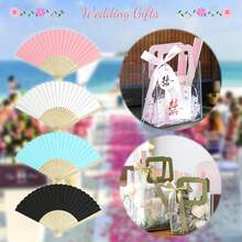 1/5/10/20/30/40支粉色纸折扇，竹制手持扇，新娘伴娘竹纸扇，单身派对装饰，拍照道具，DIY便携式竹纸扇，生日派对装饰，适用于订婚、毕业、婚礼派对装饰，家居卧室餐桌装饰，派对表演拍照道具，家居客厅办公室装饰 - 粉色 - 查看 7