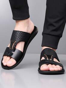 Dép xăng đan mùa hè thời trang mới cho nam cỡ lớn, chất liệu giả rơm, có khóa cài, kiểu dáng Ả Rập. - màu đen - Xem 7