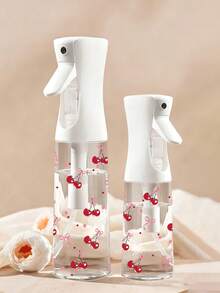 Cherry Bow Tie Pattern Clear PET Refillable Travel Spray Bottle, Multi-Purpose Fine Mist Spray Bottle For Travel And Business Trip,Makeup Remover Dispenser, Reusable Hair Spray Bottle, Continuous Water Mister, For Hair Styling, Cleaning, Plants, Facial Moisturizing