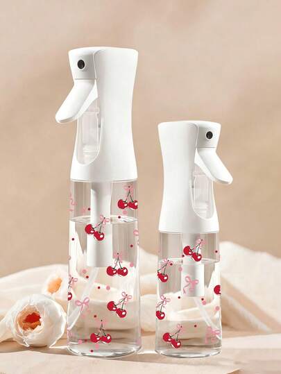 Cherry Bow Tie Pattern Clear PET Refillable Travel Spray Bottle, Multi-Purpose Fine Mist Spray Bottle For Travel And Business Trip,Makeup Remover Dispenser, Reusable Hair Spray Bottle, Continuous Water Mister, For Hair Styling, Cleaning, Plants, Facial Moisturizing