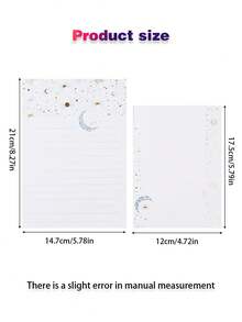 Bộ giấy viết thư kèm phong bì gồm 27 tờ, thiết kế họa tiết sao và trăng, dòng sản phẩm Flashing Series, giấy viết thư 8.5 x 6 inch. - Nhiều màu - Xem 4