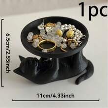 1pc 3D Printed Jewelry Box Storage, Cute Cat Shaped Jewelry Tray, Key Holder, Quirky & Adorable Cat Design, Novel For Home Jewelry, Watch, Cosmetics Storage, Desk Jewelry Organizer Tray, Birthday Gift, Holiday Decor, Skincare Display, Jewelry Collection, Unique Decor, Fun Design, Fashion Storage Box, Lightweight Tray, Decorative Tray, Multi-Purpose Tray, Jewelry Collector, Home Storage Accessory, Jewelry Tray Storage , Makeup Room Decor, Room Decor - Multicolor - View 11