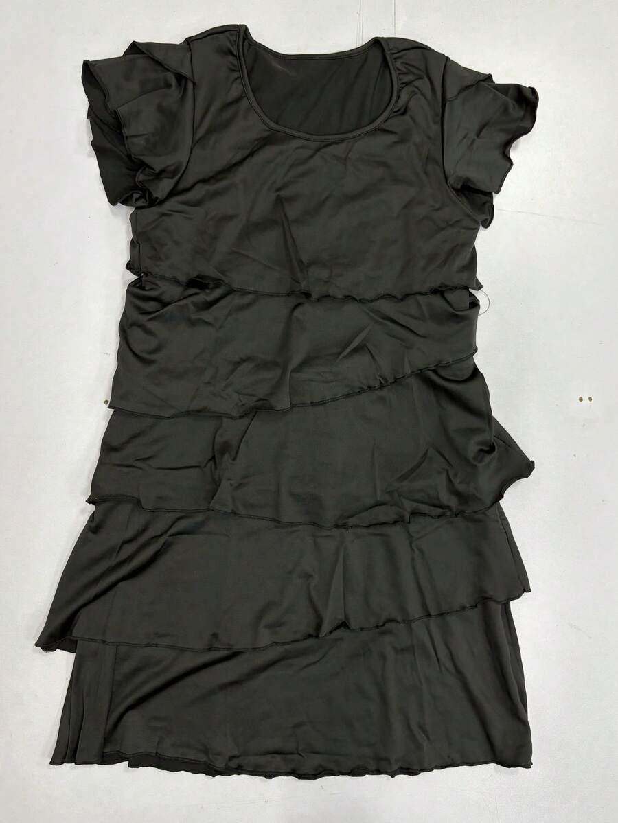 Women's Loose Flattering Layered Cake Dress, Short Sleeve, Midi Dress, Spring/Summer