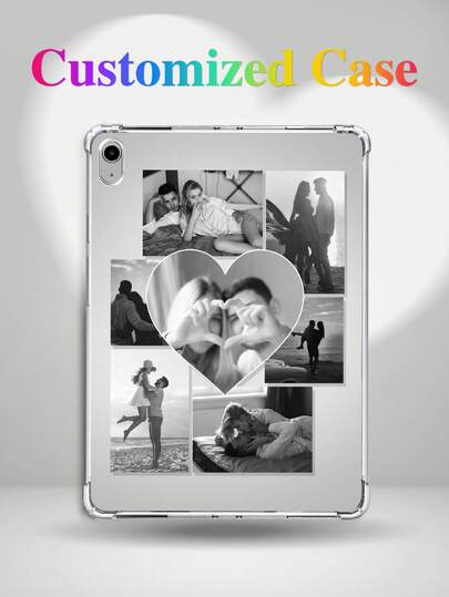 1 pieza Funda protectora de silicona suave y transparente con cojín de aire en las esquinas, a prueba de golpes, con patrón personalizado de familia, amigos, parejas, niños o mascotas, adecuada para iPad Pro 13, Air 13 y otros modelos