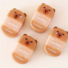4pcs/Set Bestselling Creative Cartoon Capybara 2-In-1 Pencil Sharpener & Eraser Cleaning Set, Suitable For Students