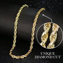 Holylegend 14K-Plated Rope Chain Necklace Women And Men,Upgraded Shine, Faceted Cut, Tarnish-, Goldstone Necklace 6mm/8mm, 22/24 Jewelry - 寬 6 毫米,長 22 英寸 - 查看 5