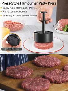 1pc 100pcs Plastic Round Burger Press, Suitable For Hamburgers, Homemade Patties, Non-Stick Kitchen Manual Meat Patty Maker, Grease Paper - Multicolor - View 5