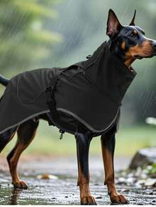 防水狗狗雨衣 - 冬季狗狗外套，带防风内衬、天鹅绒内衬，可调节，带反光条，绿色 - 軍綠色 - 查看 3