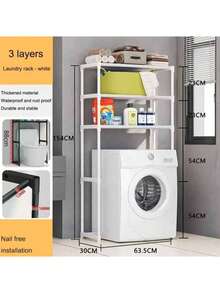 1 pieza Estantería de baño de 3 niveles, organizador independiente para inodoro y lavabo, esencial para volver a la escuela, de moda y ahorra espacio, unidad de estantería de plástico de 3 capas multifuncional, adecuada para el baño y la lavandería - No se requiere perforación - Multicolor - Ver 18