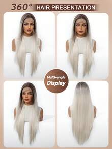 13x4 HD Lace Front Wig: Silky Long Ombre Brown – Undetectable Hairline, Breathable & Fluffy For Effortless Gorgeous Looks Synthetic Lace Wig - Multicolor - View 9