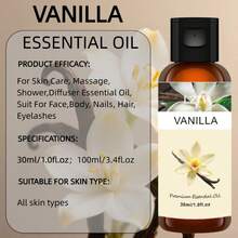 LZJV 2 paquetes de 100ml*2/3.4fl.Oz*2, 30ml*2/1.0fl.Oz*2 | Aceite Esencial de Vainilla Premium | 100% Puro y Natural, Hidratante | Apto para todo tipo de piel, Cuidado Facial y Corporal | Sin perfume, Natural, Hidratante | Ideal para difusores, humidificadores, gran regalo - vainilla - Ver 7