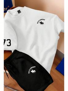 Men's T-Shirt And Shorts Set - New Summer Collection - Modern - Premium Cotton - 白色 - 查看 1