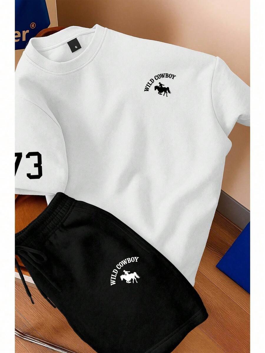 Men's T-Shirt And Shorts Set - New Summer Collection - Modern - Premium Cotton - 白色 - 查看 1