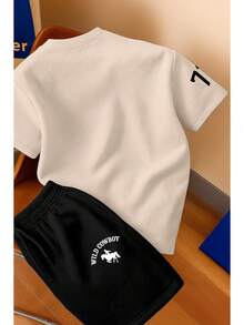Men's T-Shirt And Shorts Set - New Summer Collection - Modern - Premium Cotton - 灰白色 - 查看 2
