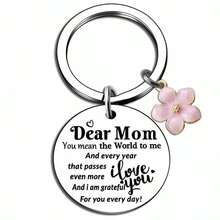 1pc Women's "My Sister" Stainless Steel Keychain With Flower Pendant Gift For Friends & Sisters Birthday Keychain For Bag Car Accessories For Women - Silver 6 - View 4
