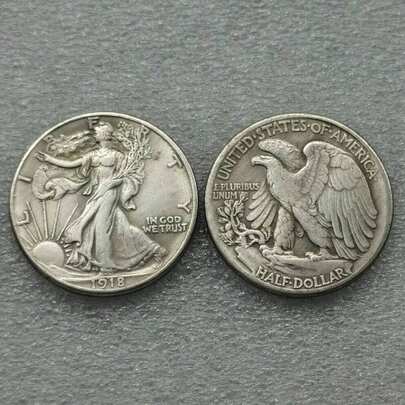 1918年美国自由女神像复古银质纪念币，收藏级复刻币，幸运符展示品